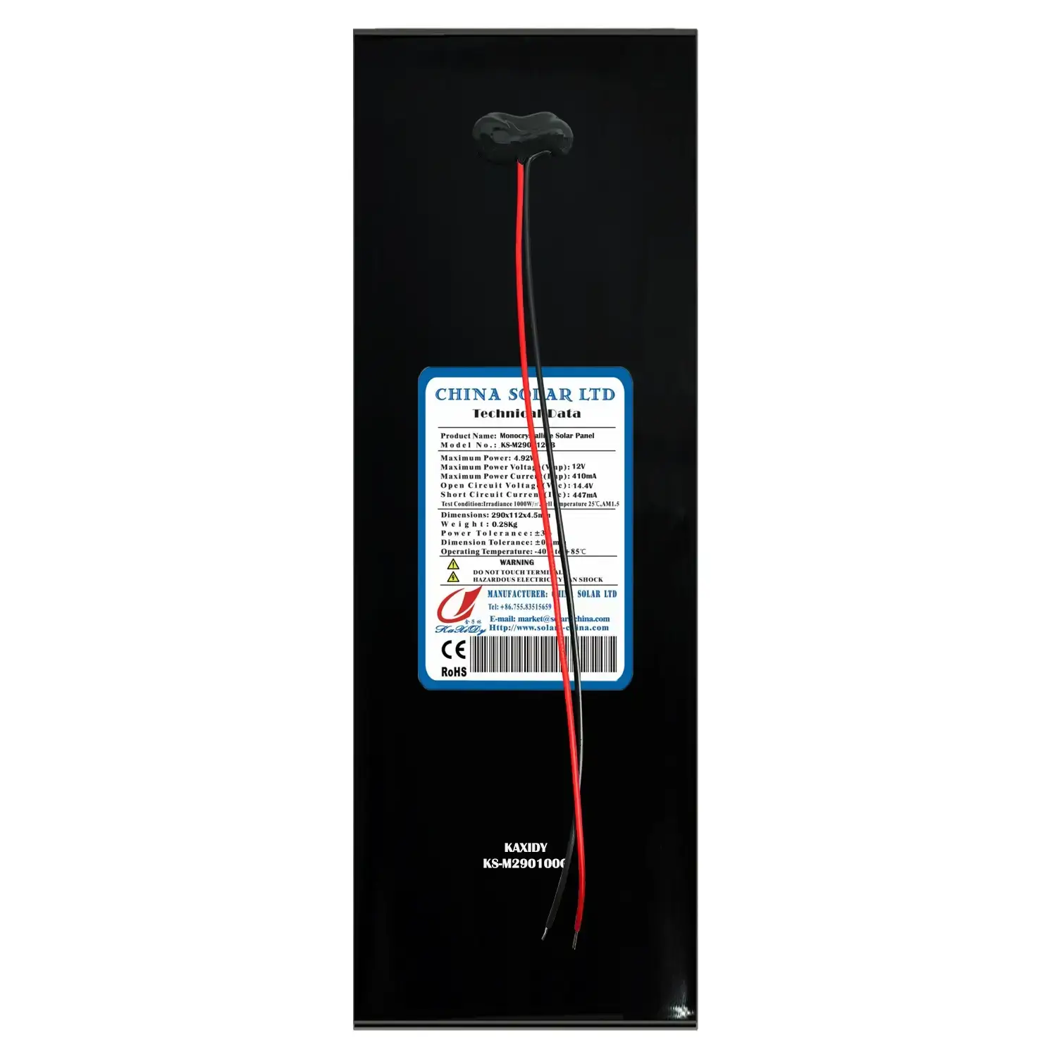 12V Pannello Fotovoltaico Nero