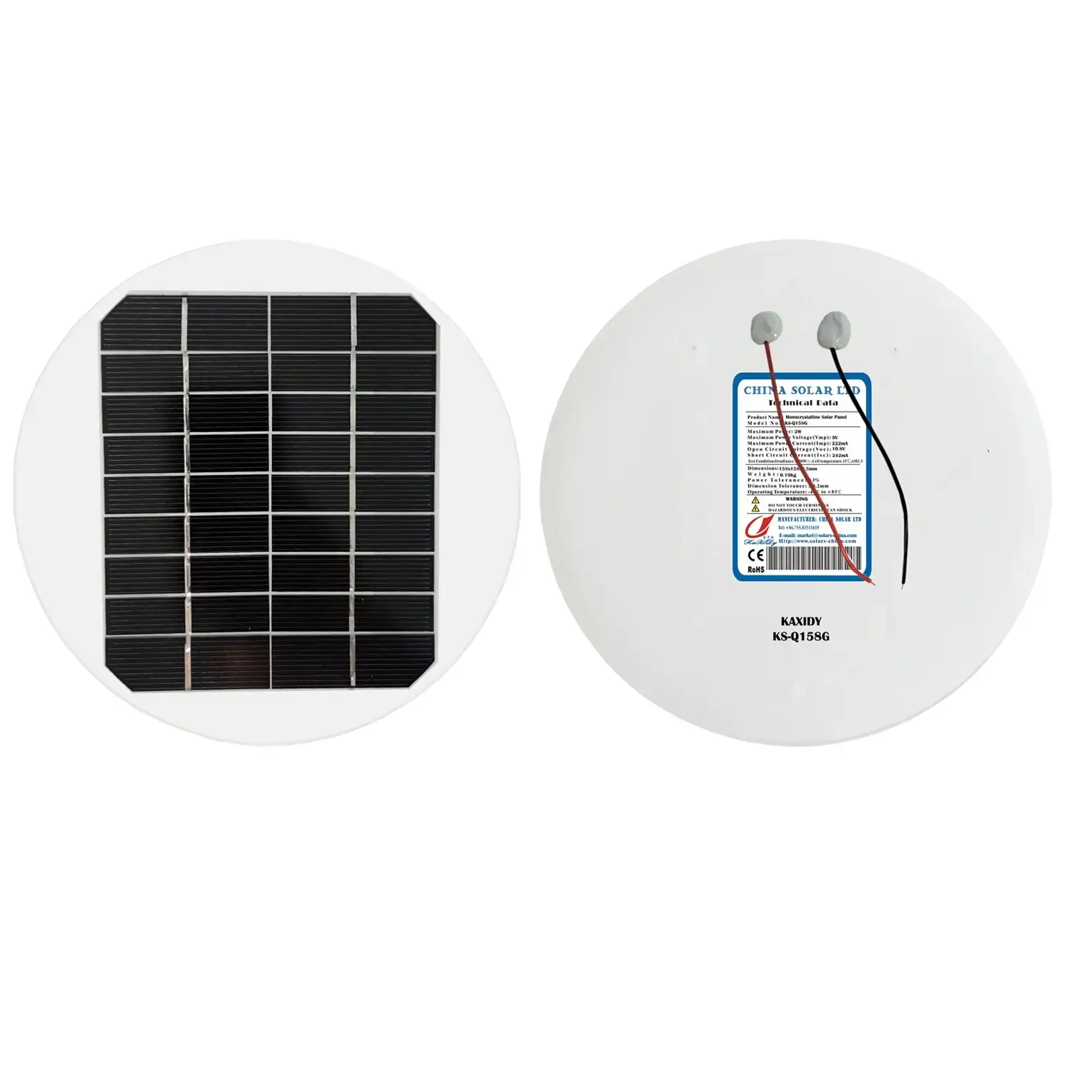 2W pannello solare rotondo