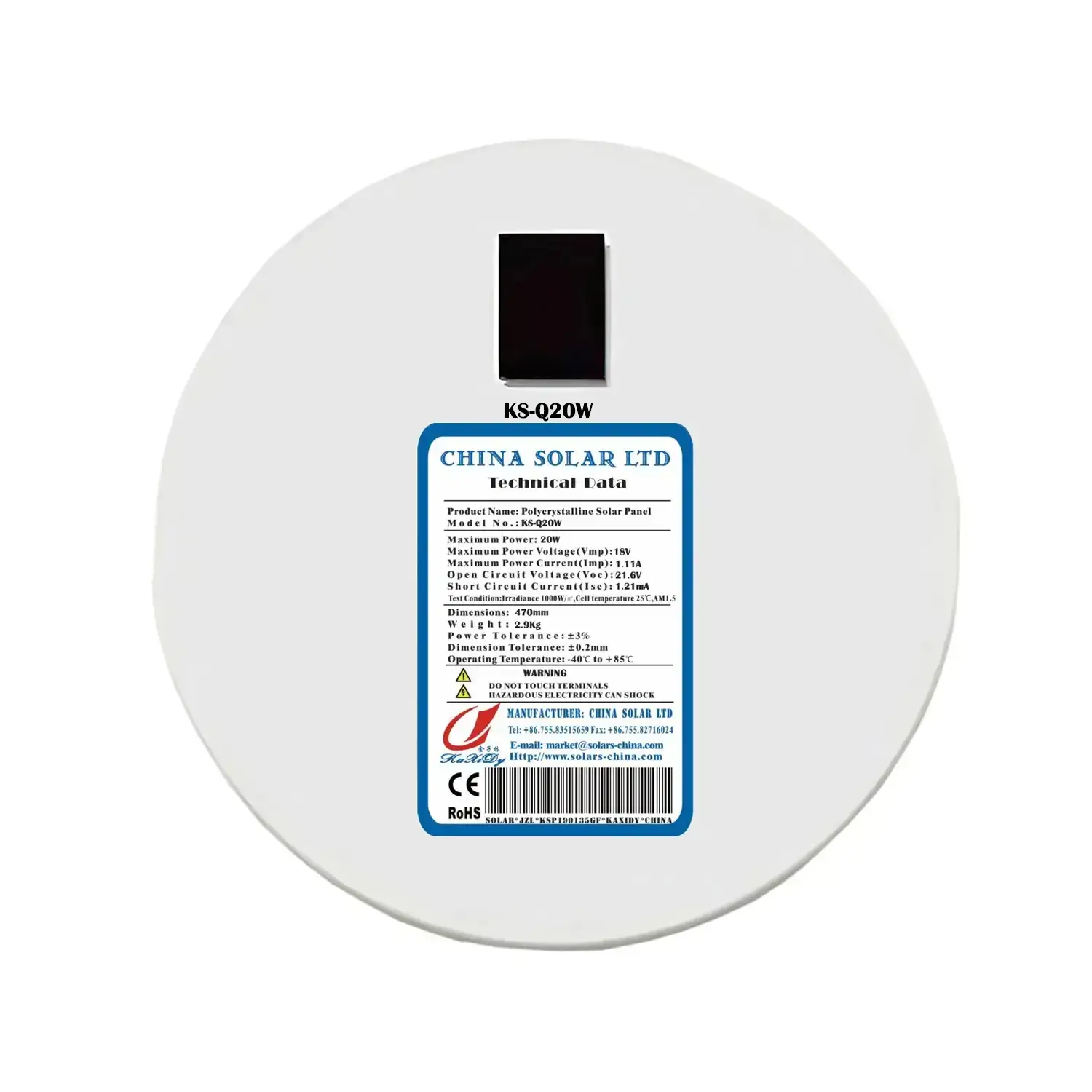 pannello solare rotondo 20W