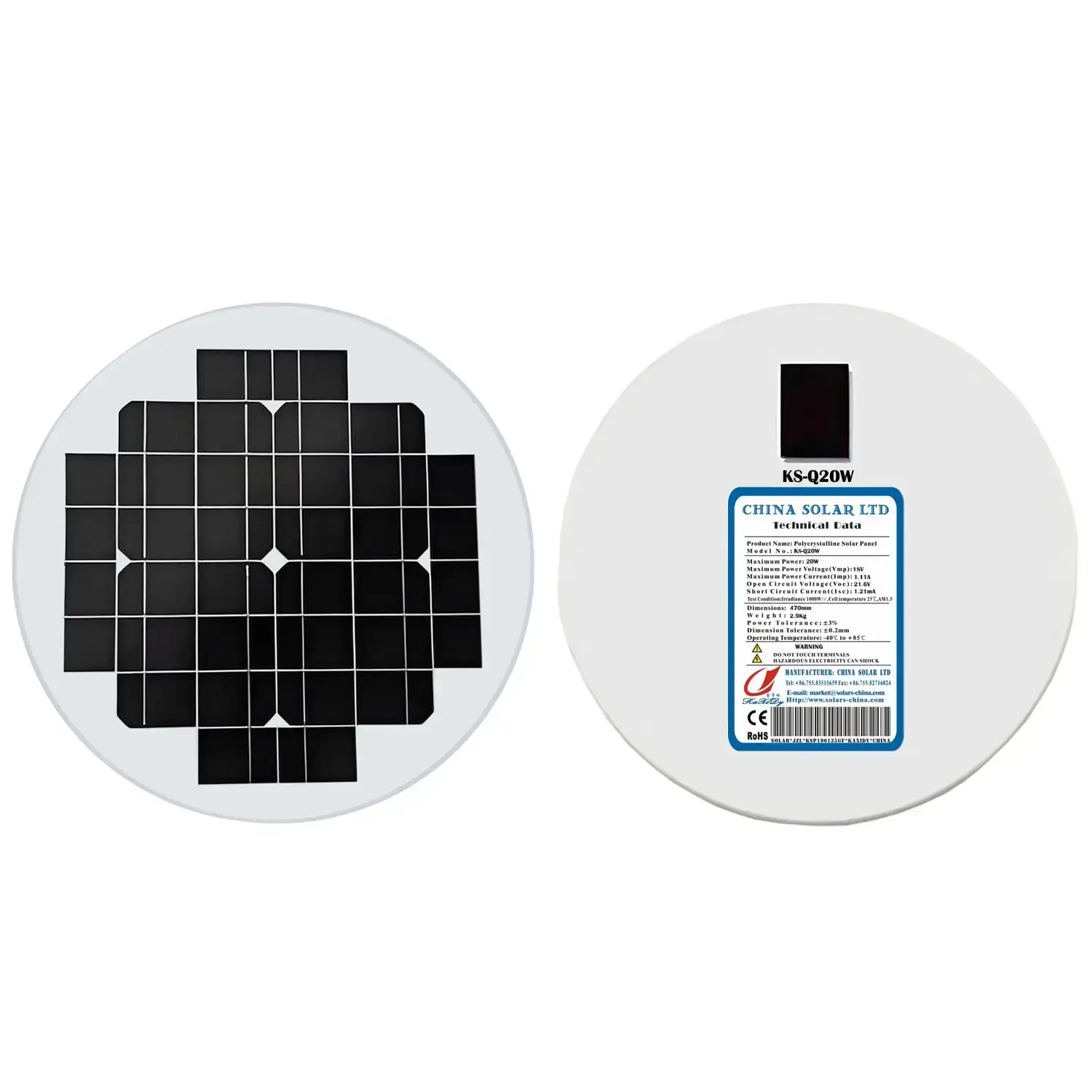 pannello solare rotondo 20W