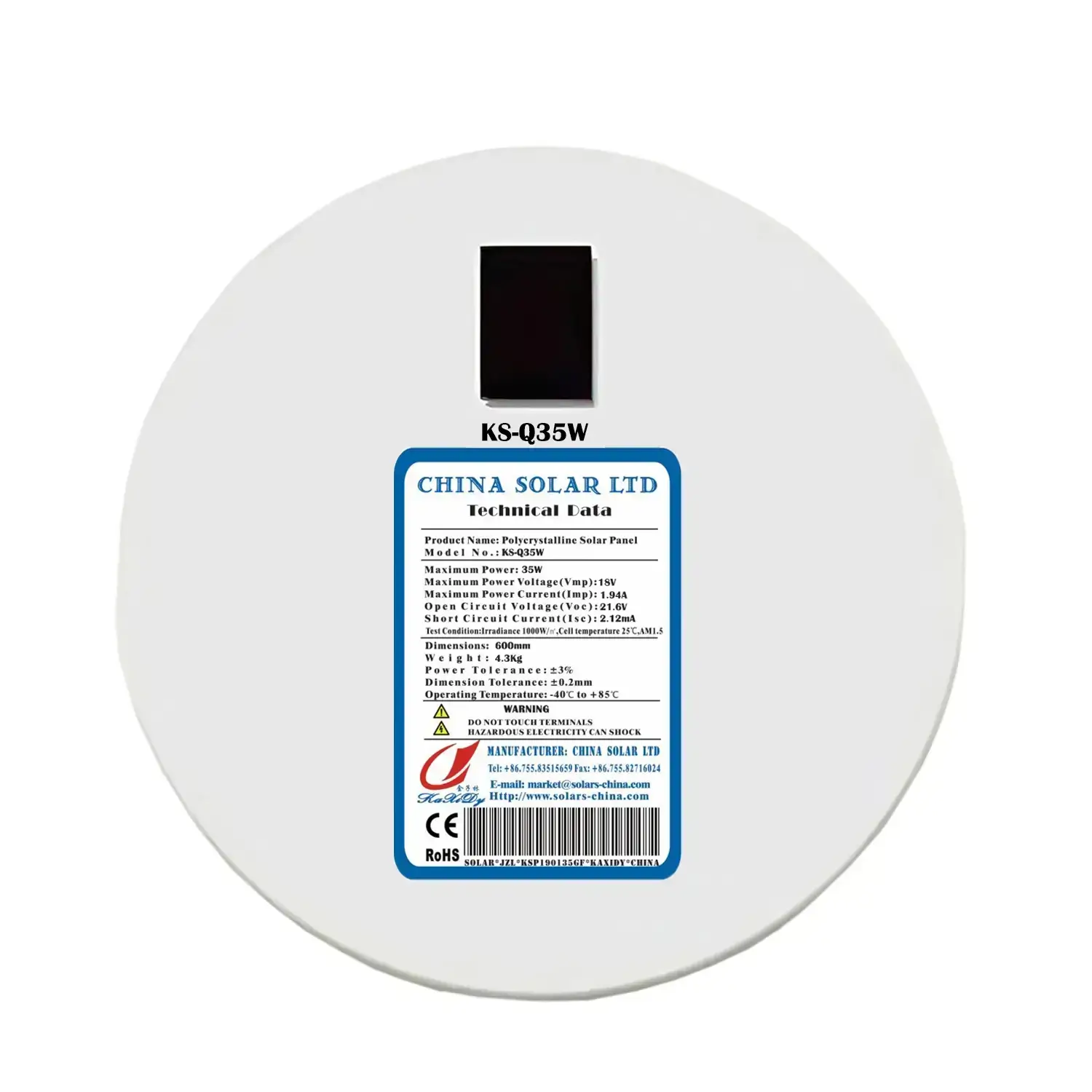 pannello solare circolare 35W
