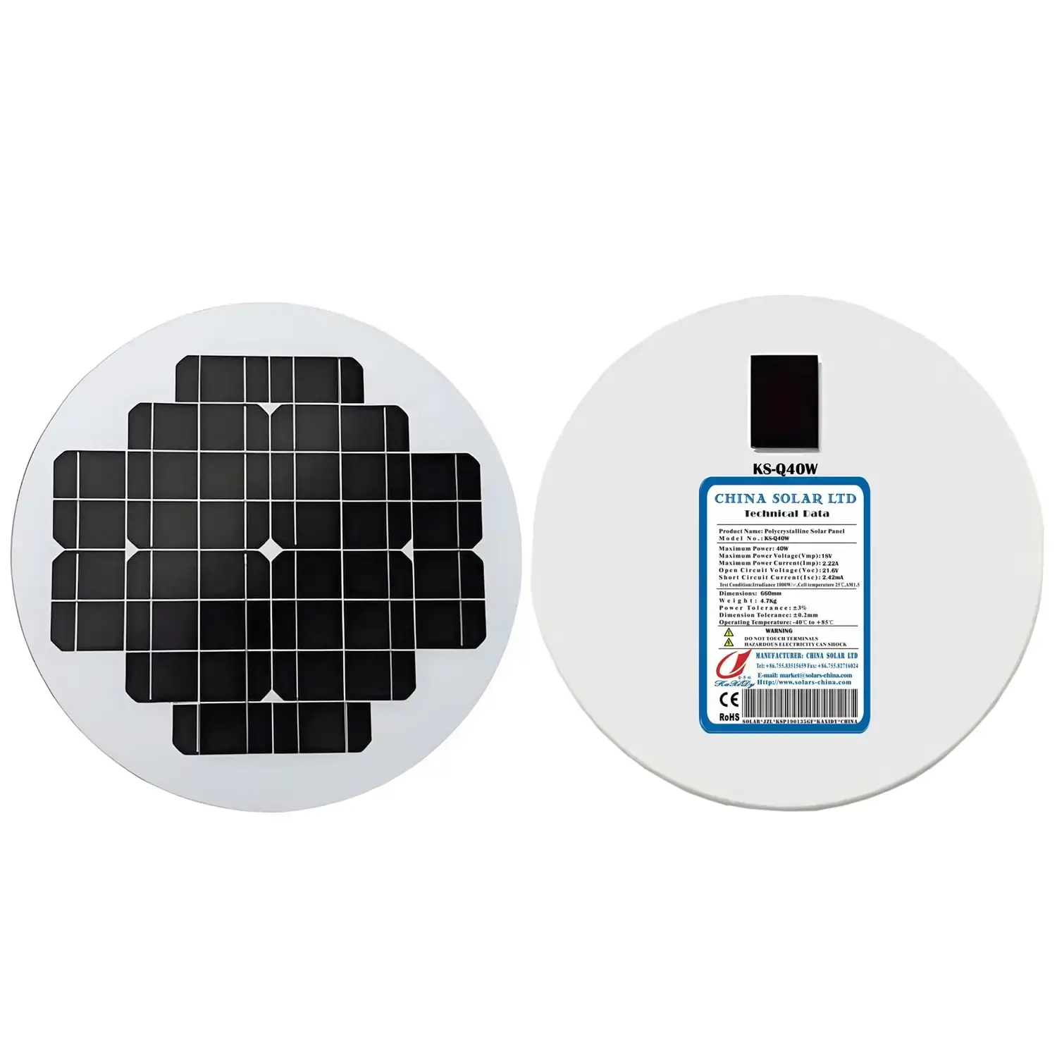 40W pannello solare rotondo