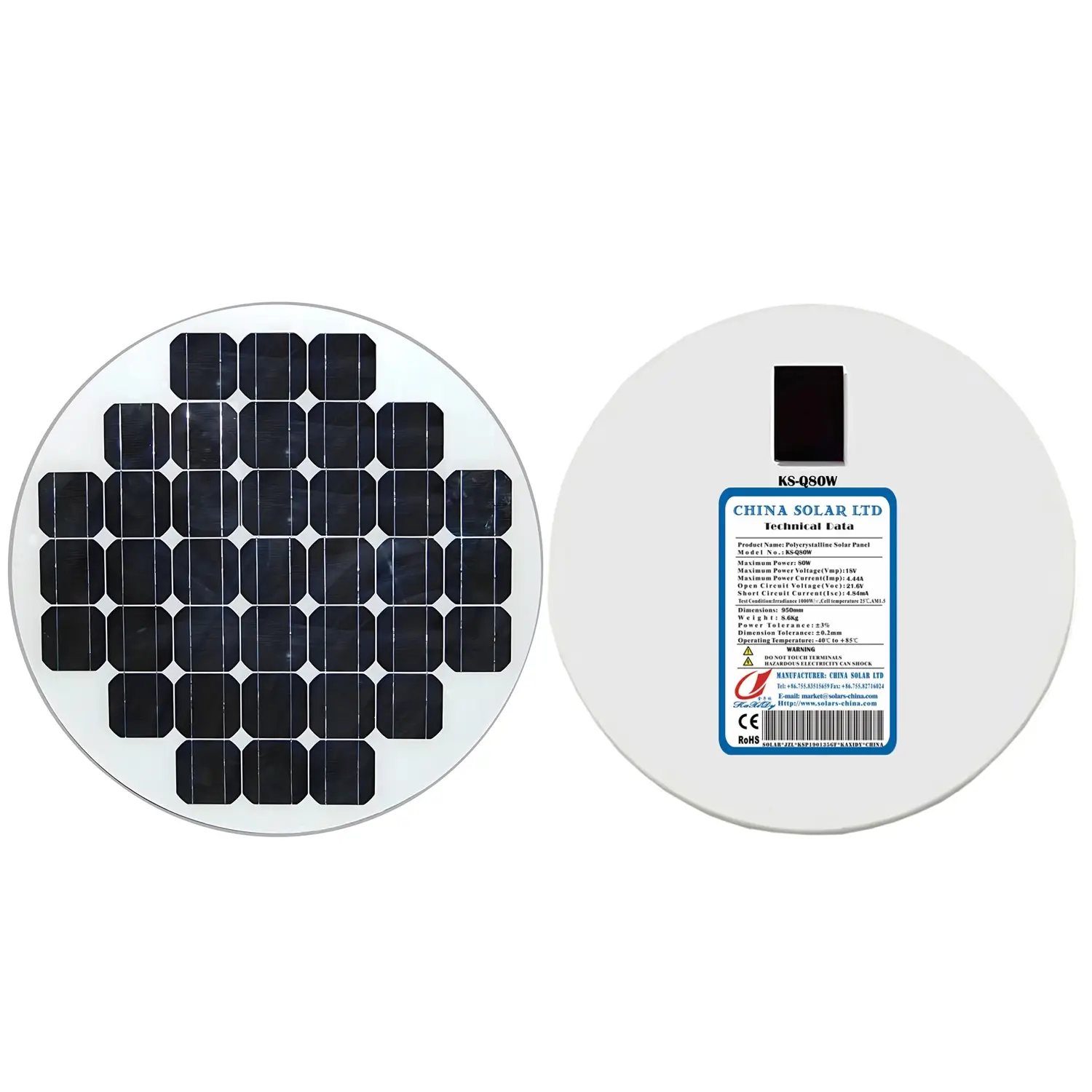 80W pannello solare rotondo